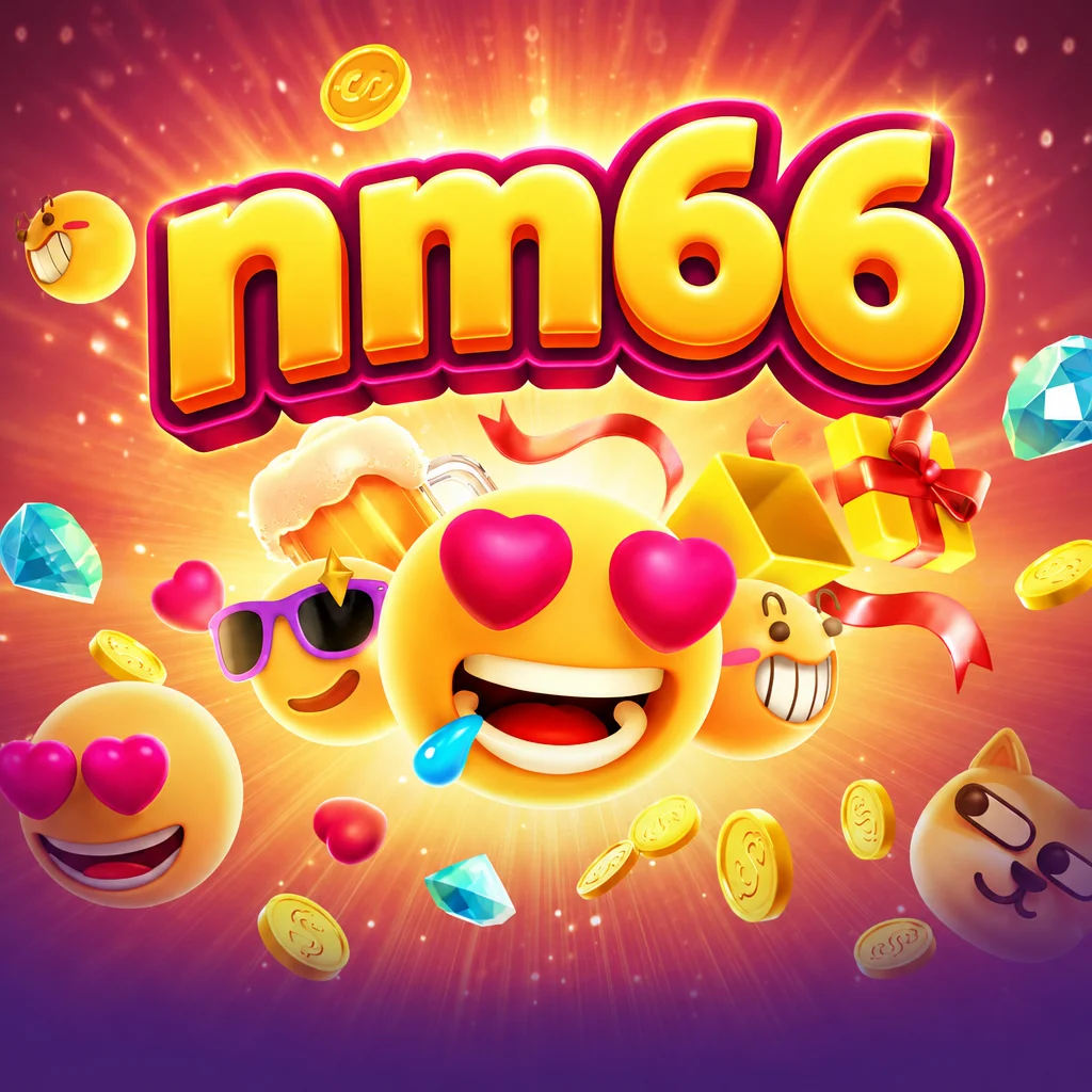 โลโก้ nm66 เหนืออิโมจิต่างๆ กล่องของขวัญและเหรียญทองจาก Emoji Riches